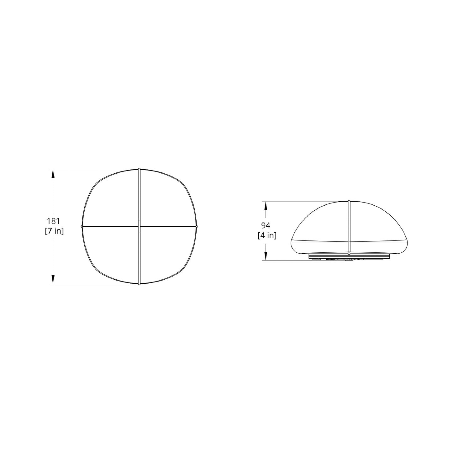 Mori LED Wall Light - line drawing.