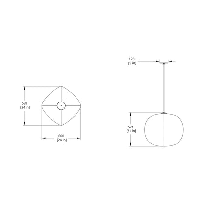 Mori Squash LED Pendant Light - line drawing.