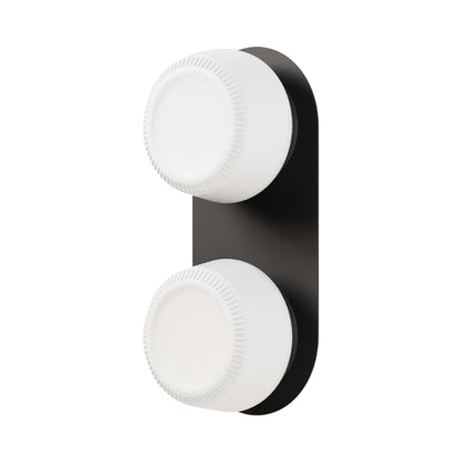 Pastille 2 LED Bath Wall Light in Matte Black (Ribbed).