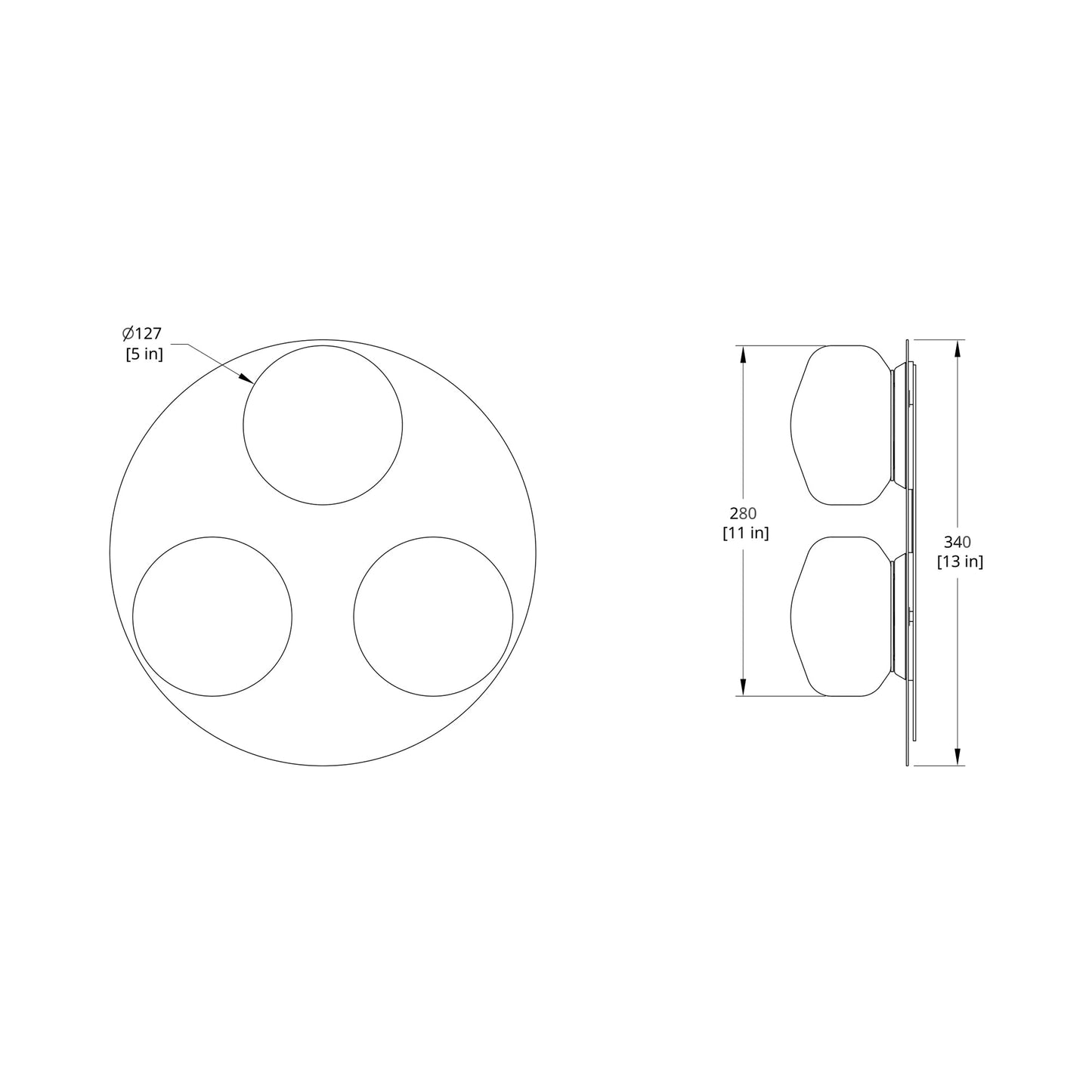 Pastille Cluster LED Wall Light - line drawing.
