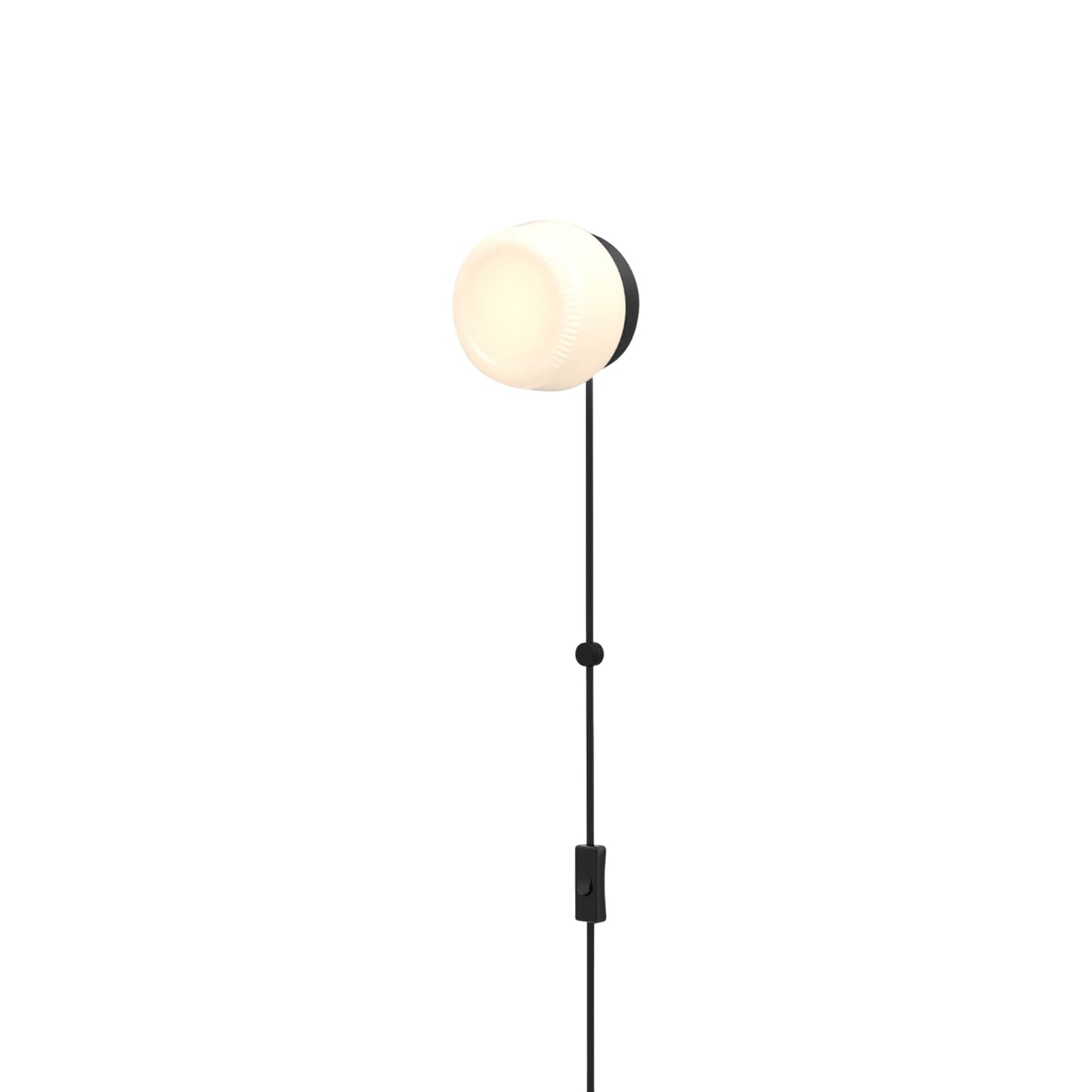 Pastille Collar Corded LED Plug-In Wall Light in Matte Black (Ribbed).