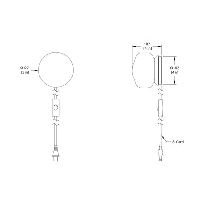 Pastille Collar Corded LED Plug-In Wall Light - line drawing.