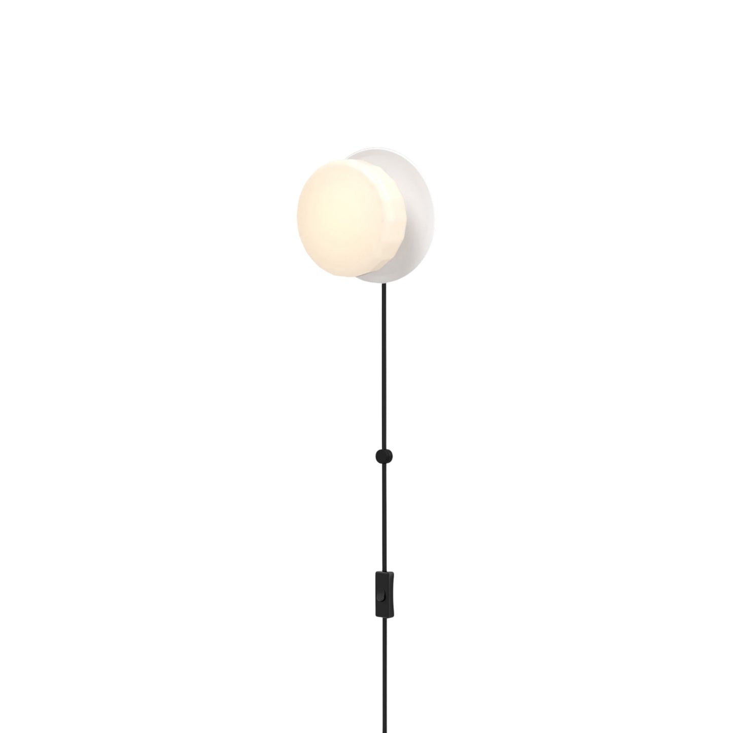 Pastille Disc Corded LED Plug-In Wall Light in Matte White (Faceted).
