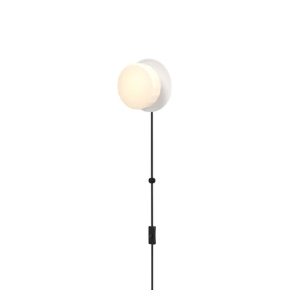 Pastille Disc Corded LED Plug-In Wall Light in Matte White (Faceted).
