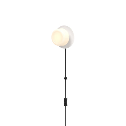 Pastille Disc Corded LED Plug-In Wall Light in Matte White (Ribbed).