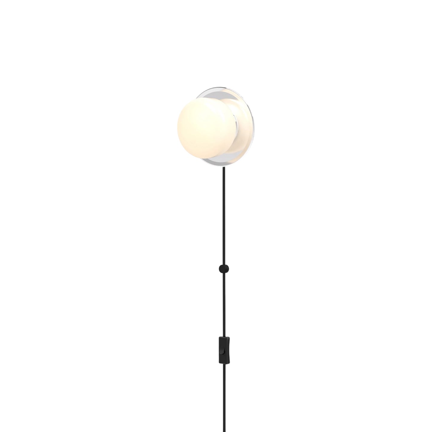 Pastille Disc Corded LED Plug-In Wall Light in Polished Chrome (Droplet).