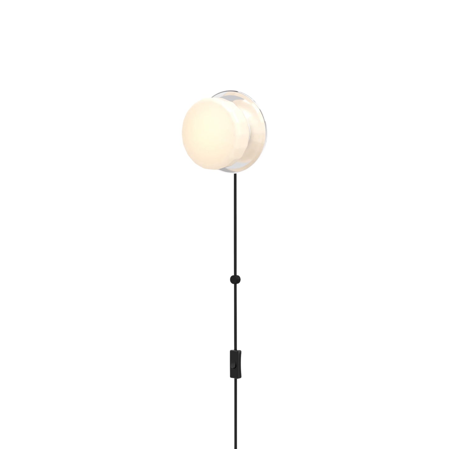 Pastille Disc Corded LED Plug-In Wall Light in Polished Chrome (Faceted).