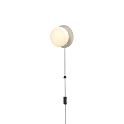 Pastille Disc Corded LED Plug-In Wall Light in Silk Grey (Faceted).