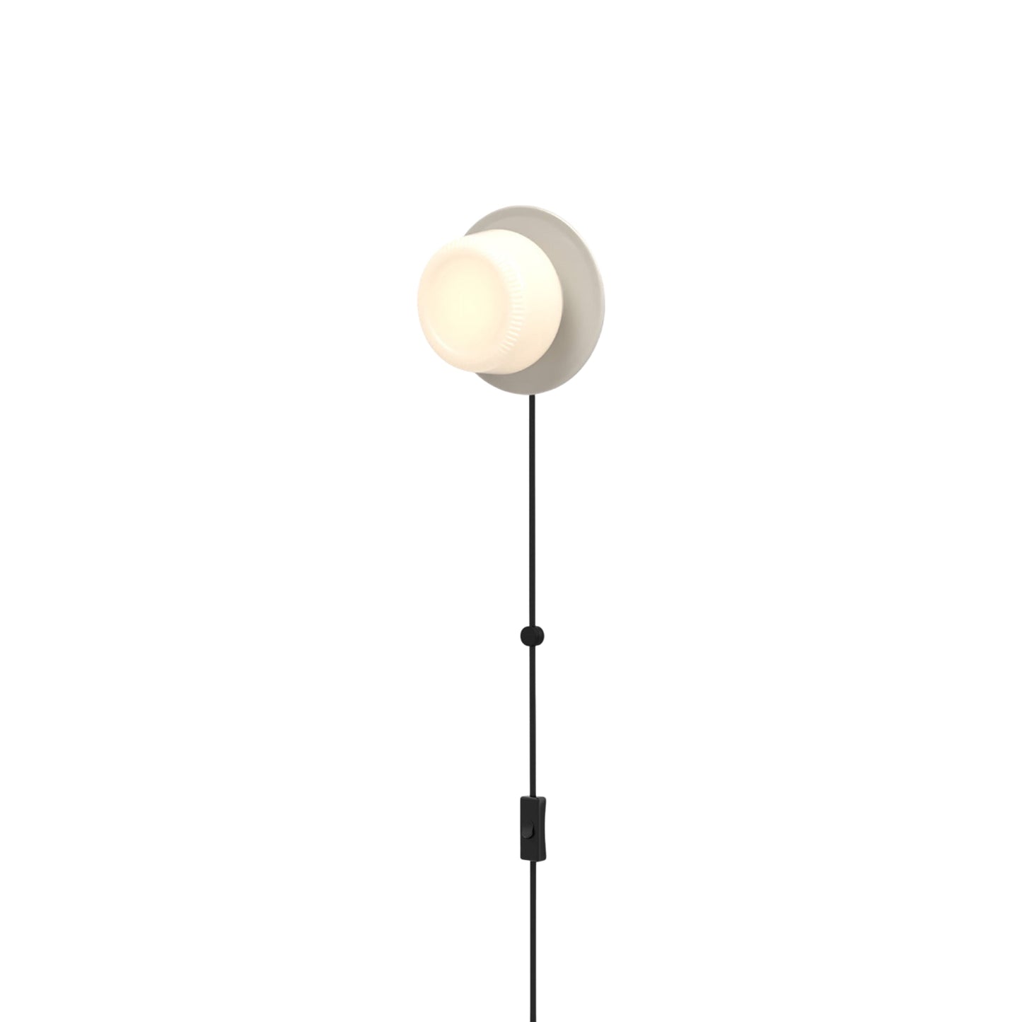 Pastille Disc Corded LED Plug-In Wall Light in Silk Grey (Ribbed).