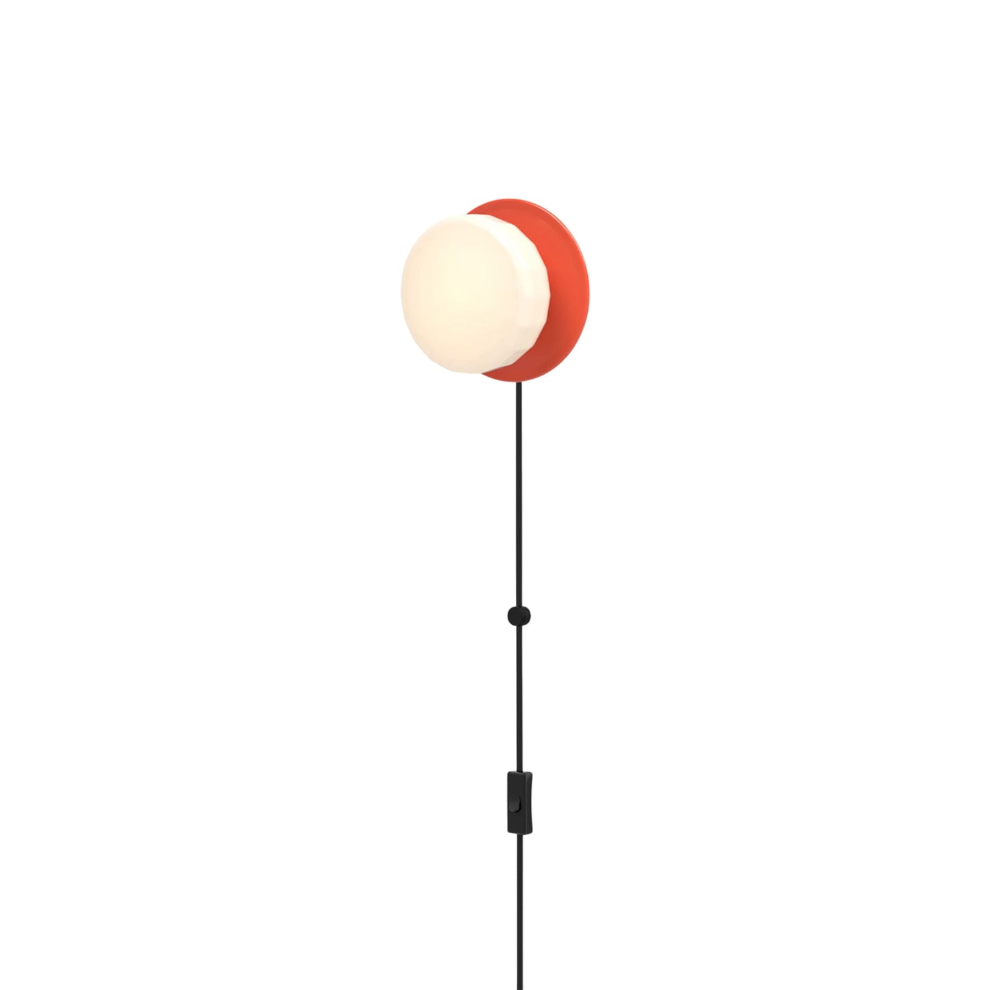 Pastille Disc Corded LED Plug-In Wall Light in Vermilion (Faceted).