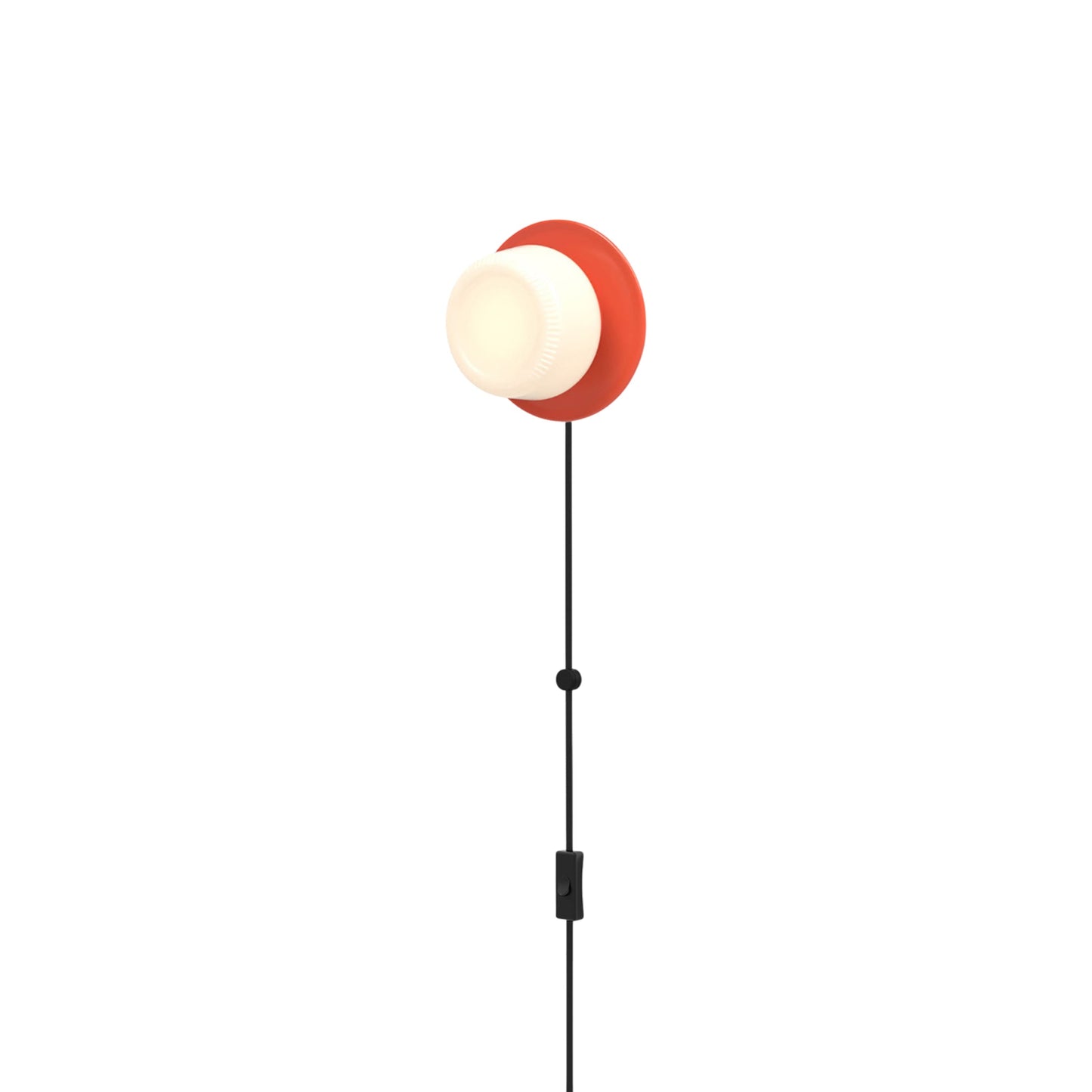 Pastille Disc Corded LED Plug-In Wall Light in Vermilion (Ribbed).