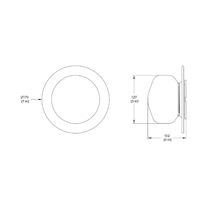 Pastille Disc LED Wall Light - line drawing.