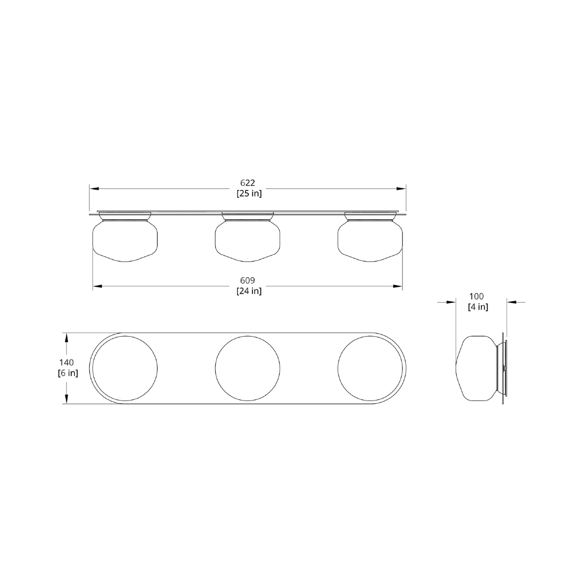 Pastille LED Bath Vanity Light - line drawing.