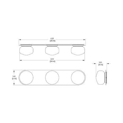 Pastille LED Bath Vanity Light - line drawing.
