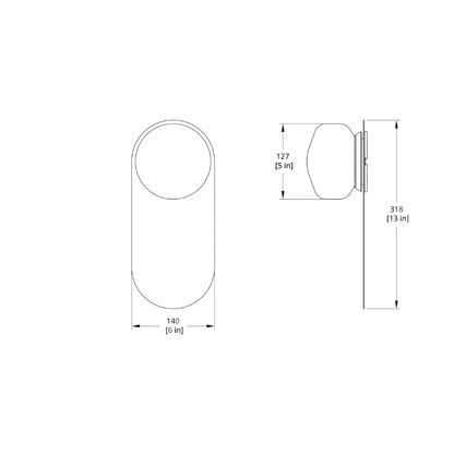 Pastille LED Bath Wall Light - line drawing.