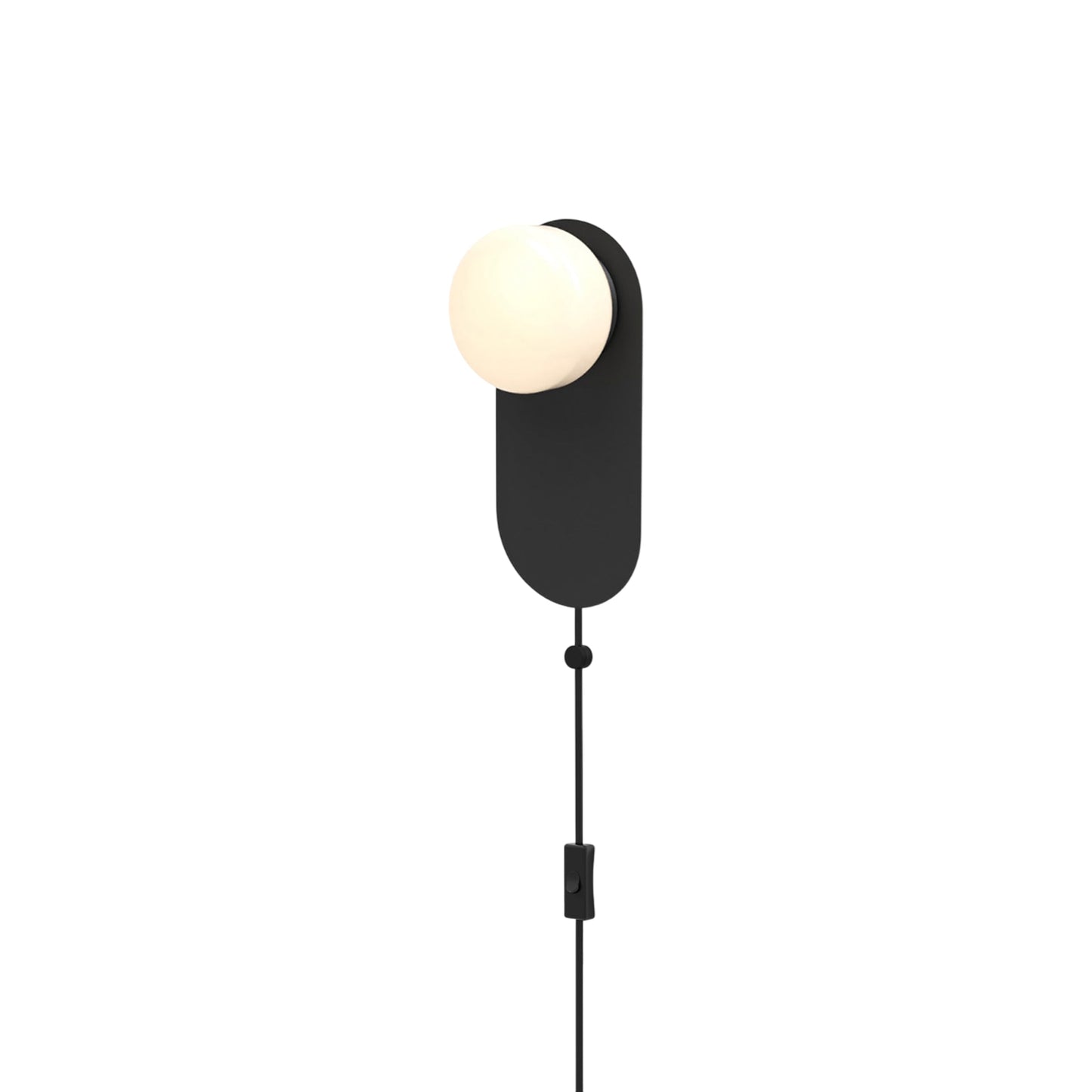 Pastille LED Plug-in Bath Wall Light in Matte Black (Droplet).