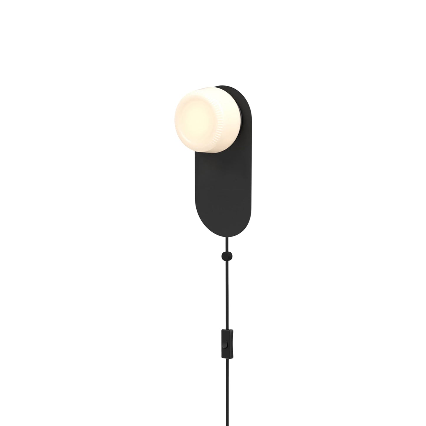 Pastille LED Plug-in Bath Wall Light in Matte Black (Ribbed).
