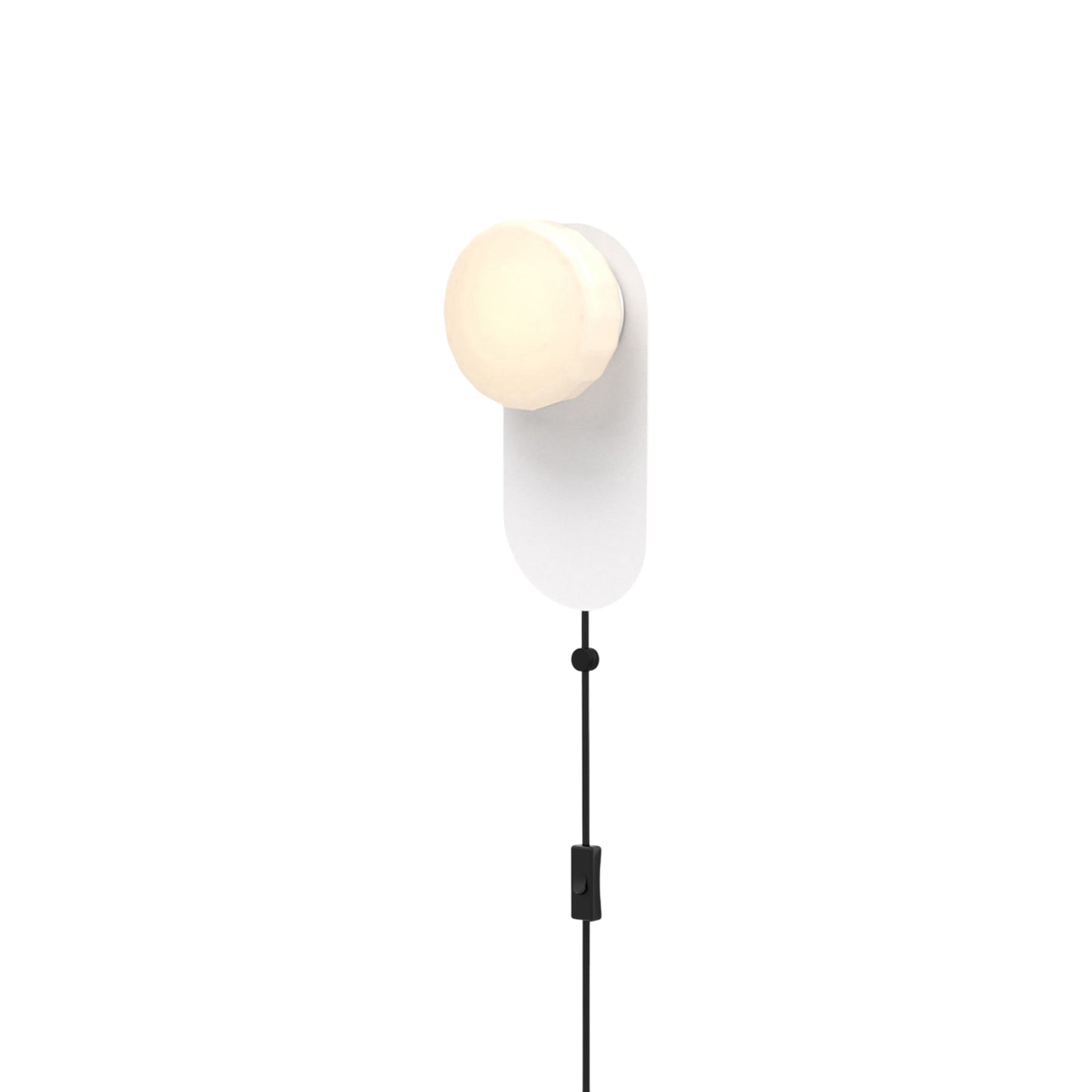Pastille LED Plug-in Bath Wall Light in Matte White (Faceted).