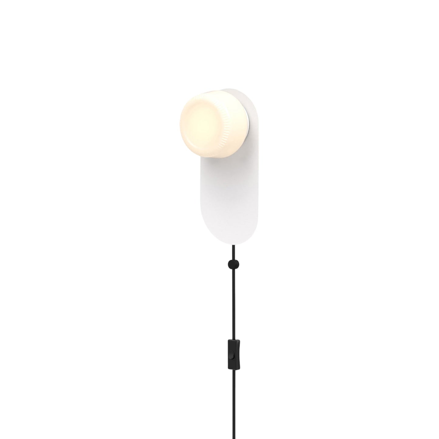 Pastille LED Plug-in Bath Wall Light in Matte White (Ribbed).