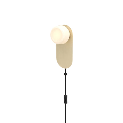 Pastille LED Plug-in Bath Wall Light in Satin Brass (Ribbed).