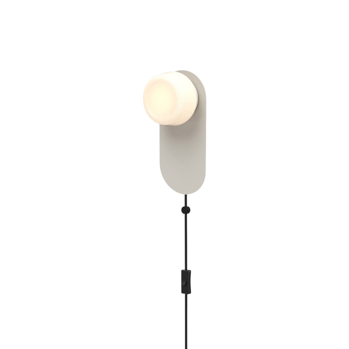 Pastille LED Plug-in Bath Wall Light in Silk Grey (Ribbed).