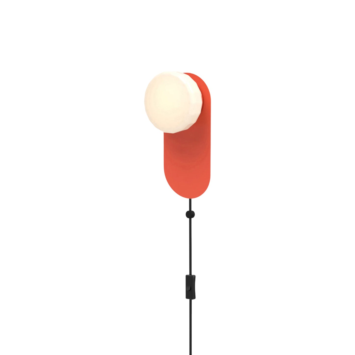 Pastille LED Plug-in Bath Wall Light in Vermilion (Faceted).