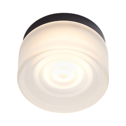 Ripple LED Flush Mount Ceiling Light in Frosted/Black Anodized.