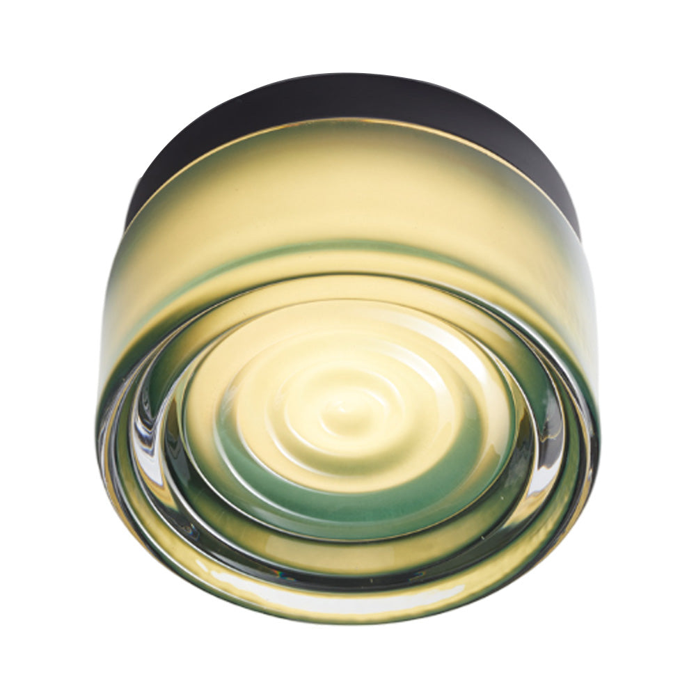 Ripple LED Flush Mount Ceiling Light in Jade/Black Anodized.