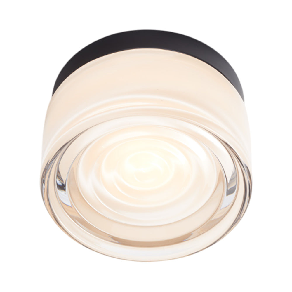 Ripple LED Flush Mount Ceiling Light in White Interior/Black Anodized.