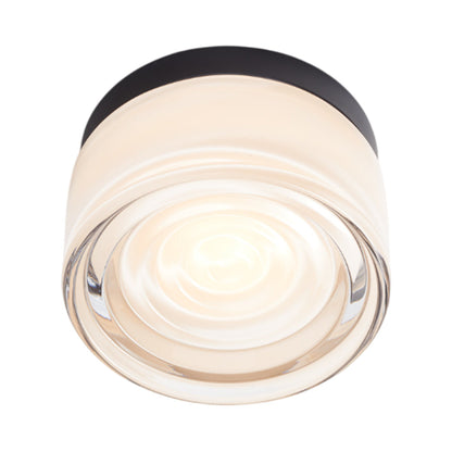 Ripple LED Flush Mount Ceiling Light in White Interior/Black Anodized.