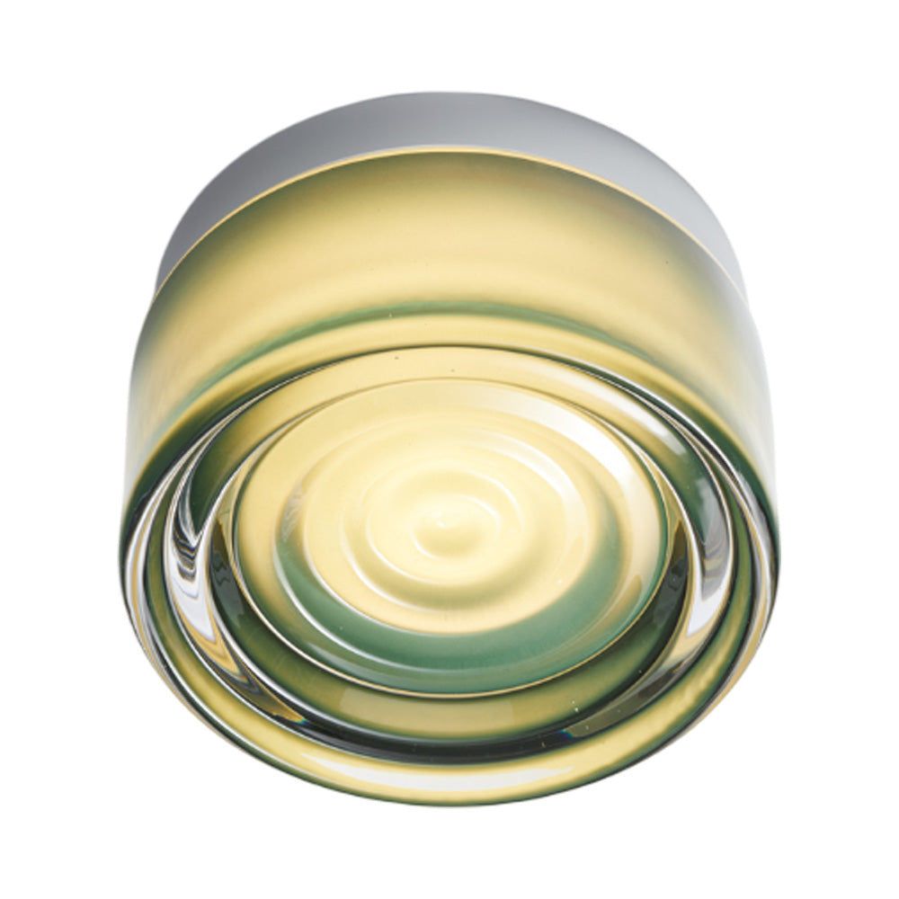 Ripple LED Flush Mount Ceiling Light in Jade/Natural Anodized.