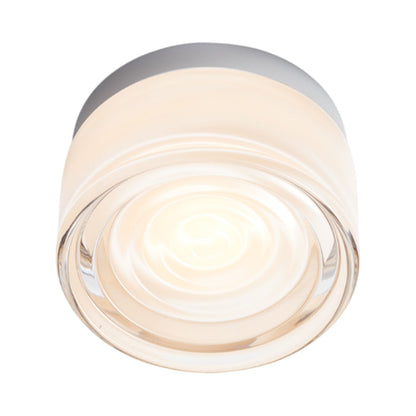 Ripple LED Flush Mount Ceiling Light in White Interior/Natural Anodized.