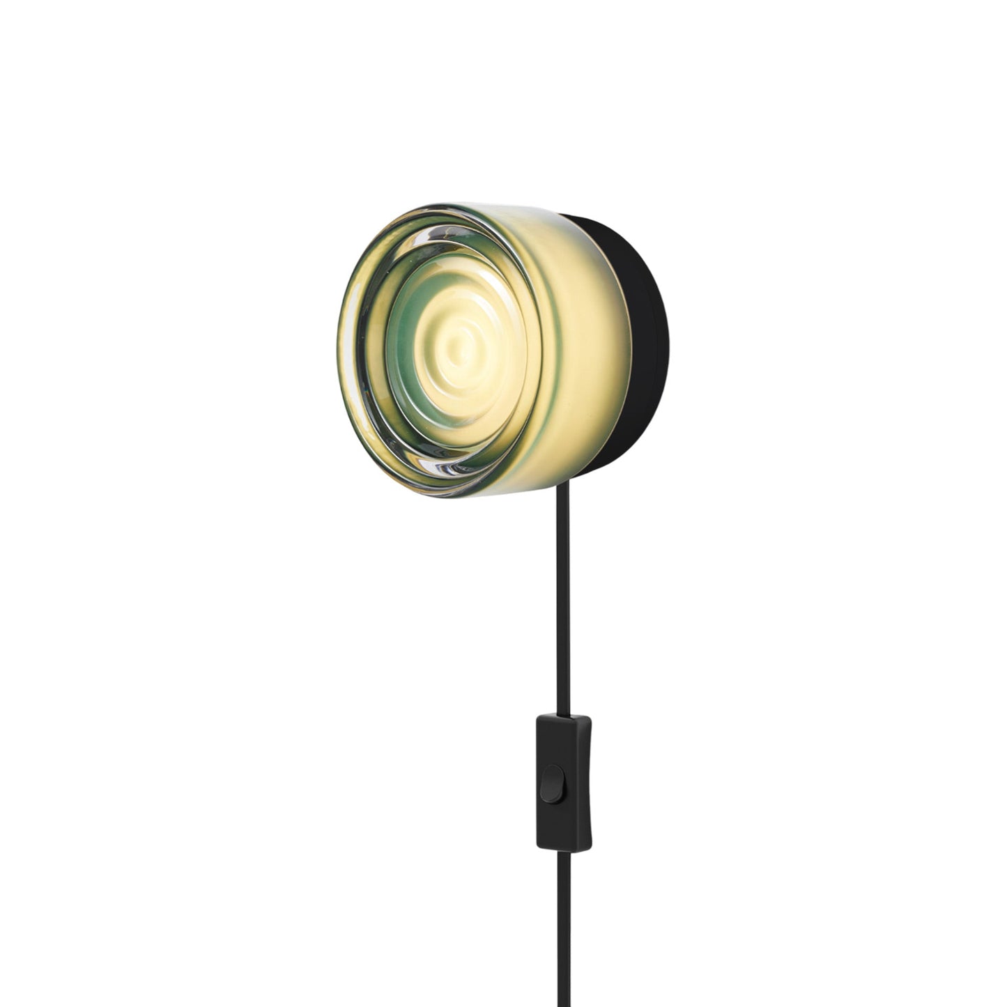 Ripple LED Plug-in Wall Light in Jade/Black Anodized.