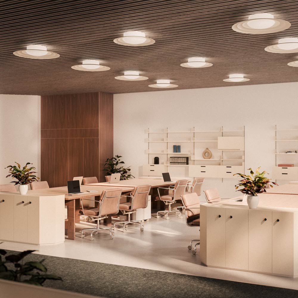 Tidal LED Flush Mount Ceiling Light in office.