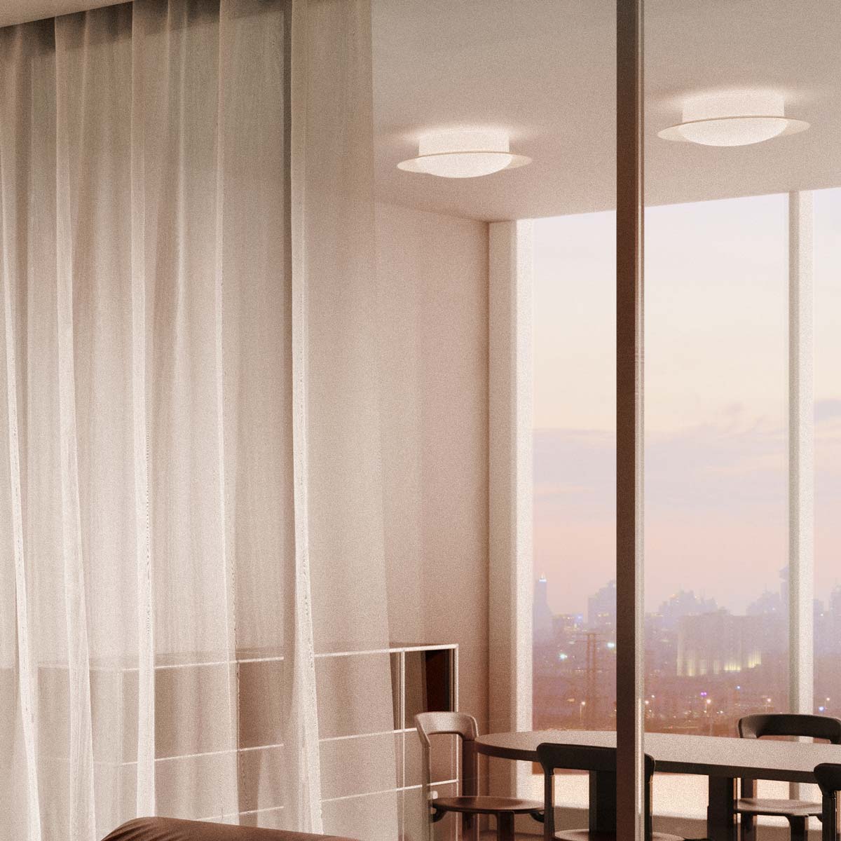 Tidal LED Flush Mount Ceiling Light in living room.