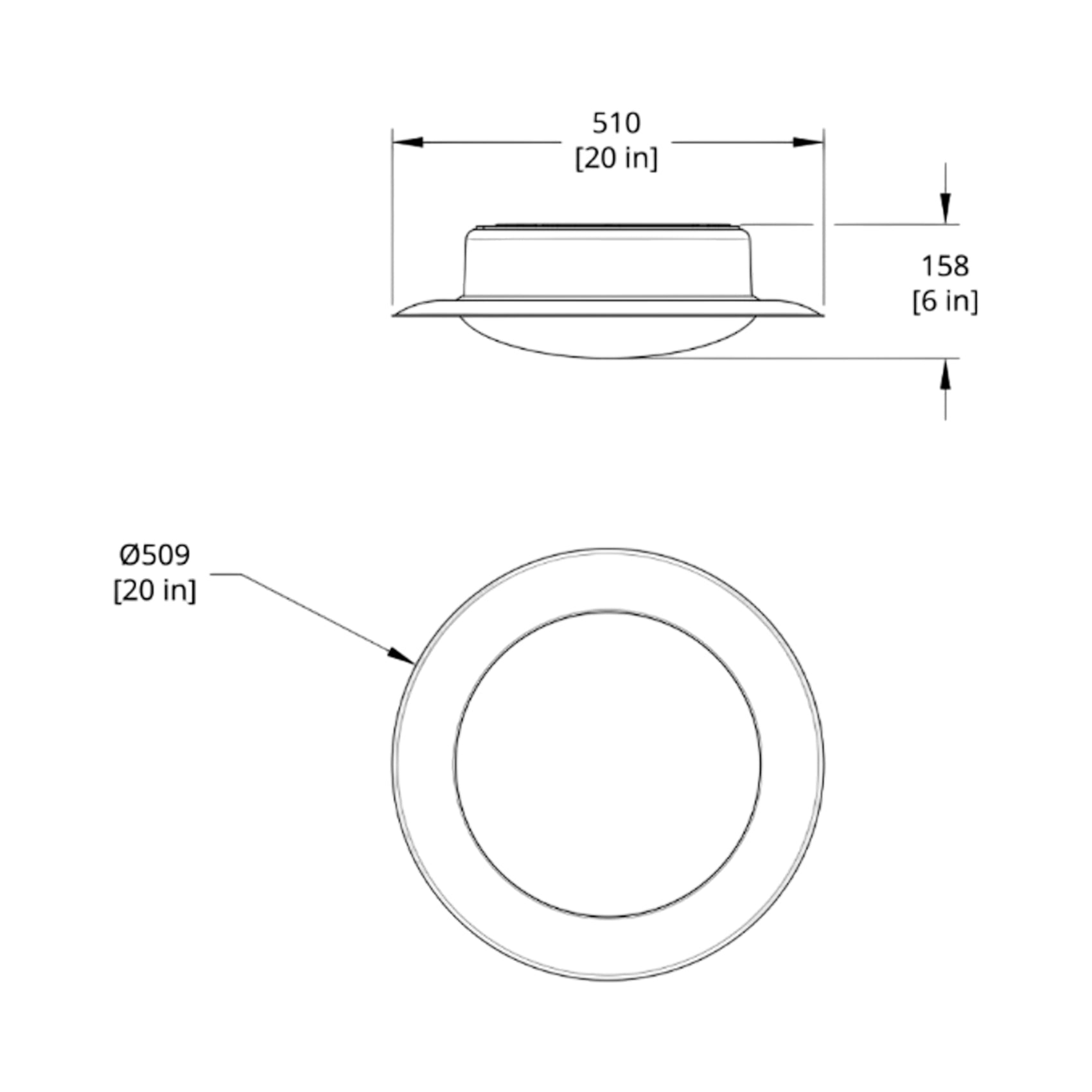 Tidal LED Flush Mount Ceiling Light - line drawing.