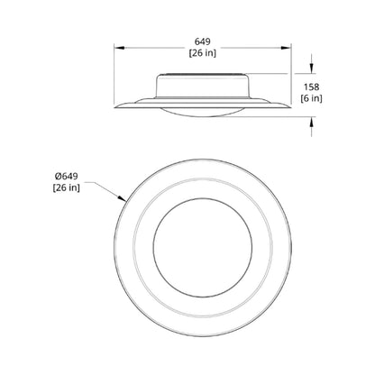 Tidal LED Flush Mount Ceiling Light - line drawing.