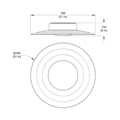 Tidal LED Flush Mount Ceiling Light - line drawing.