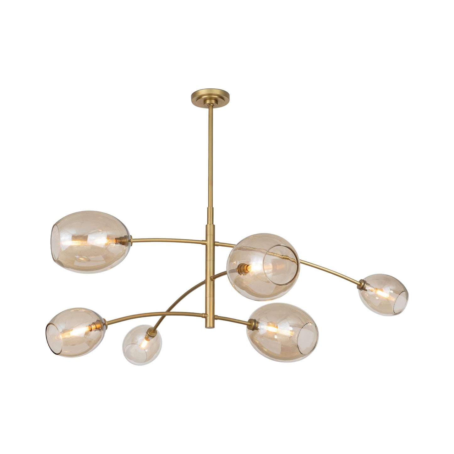 Artemis Chandelier in Natural Brass.