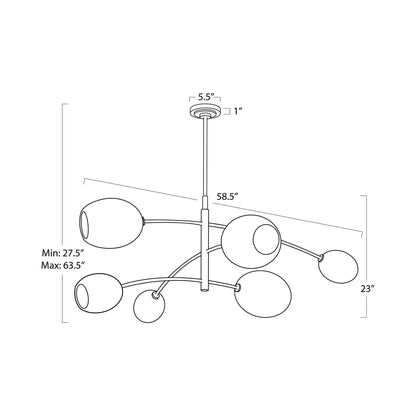 Artemis Chandelier - line drawing.