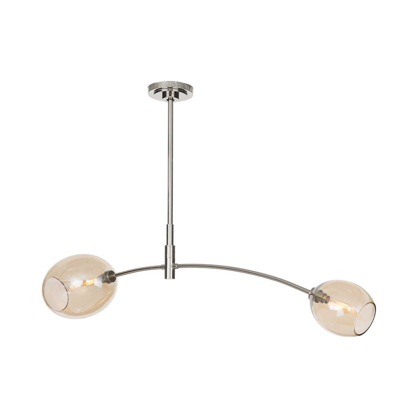 Artemis Double Pendant Light in Polished Nickel.