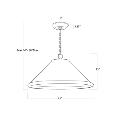 Billie Pendant Light - line drawing.
