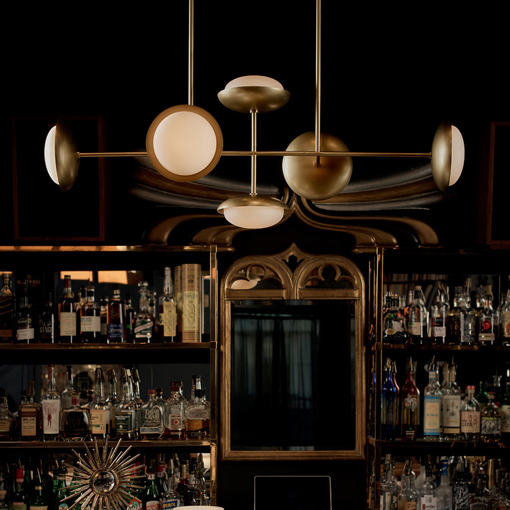 Bond Linear Chandelier in living room.