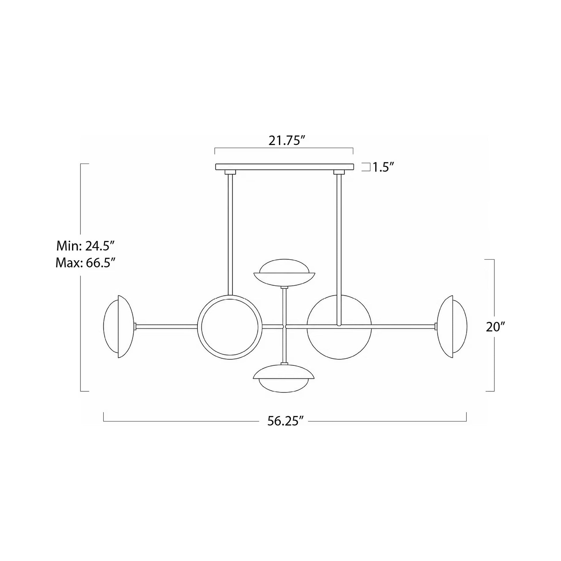 Bond Linear Chandelier - line drawing.
