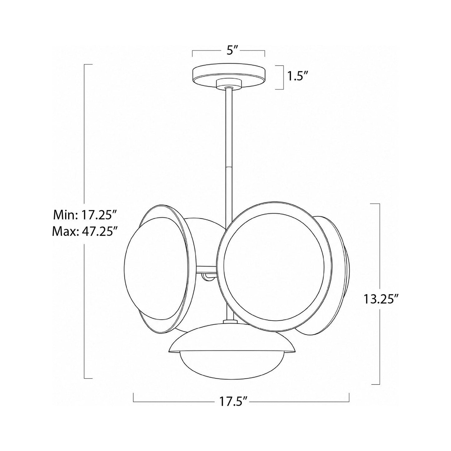 Bond Pendant Light - line drawing.