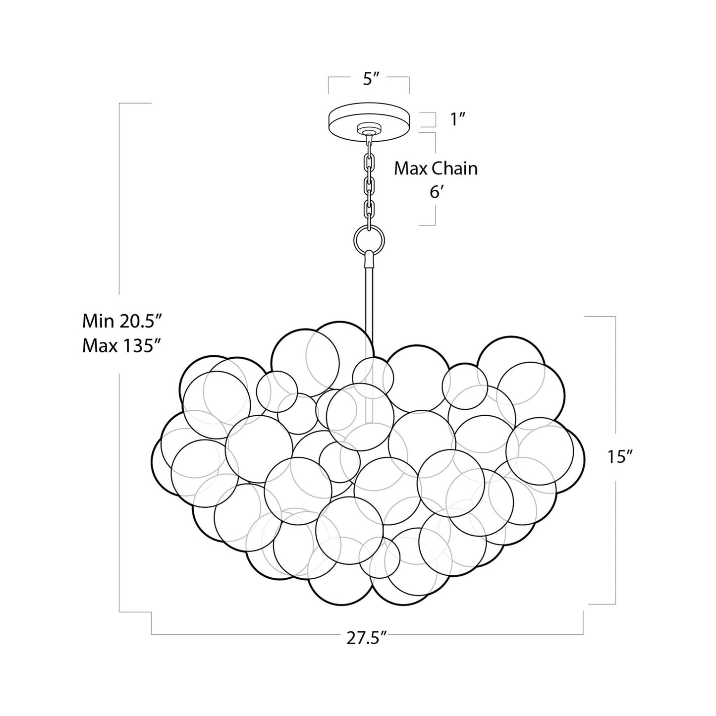 Bubbles Chandelier - line drawing.