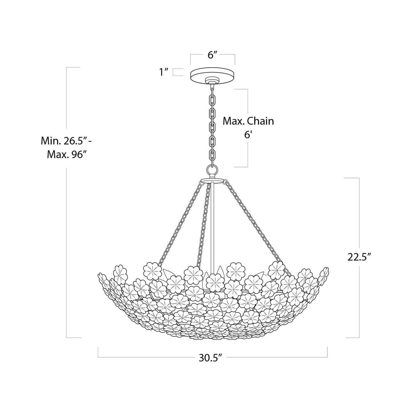 Charlotte Chandelier - line drawing.