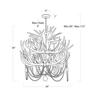 Cheyanne Chandelier - line drawing.