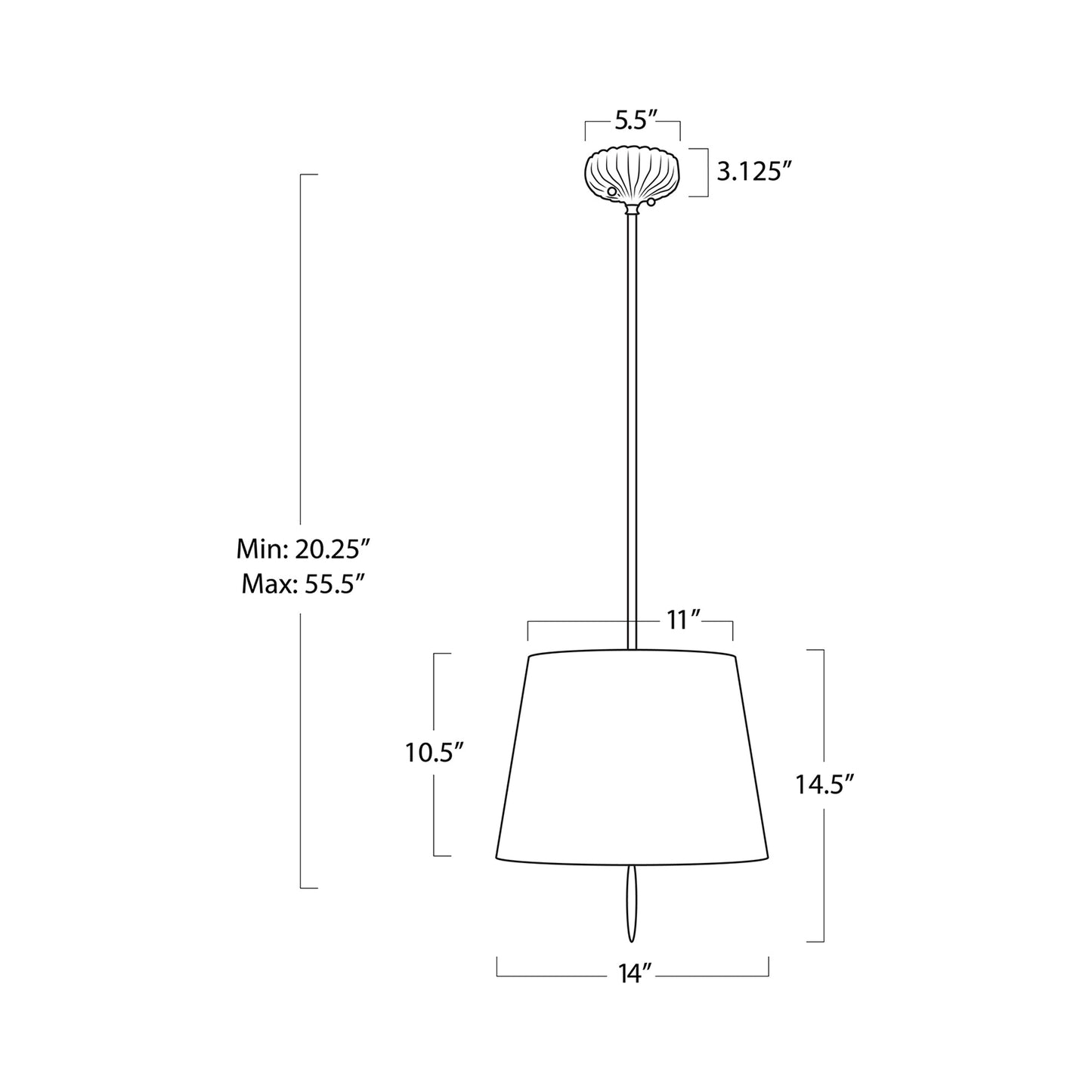Clove Pendant Light - line drawing.