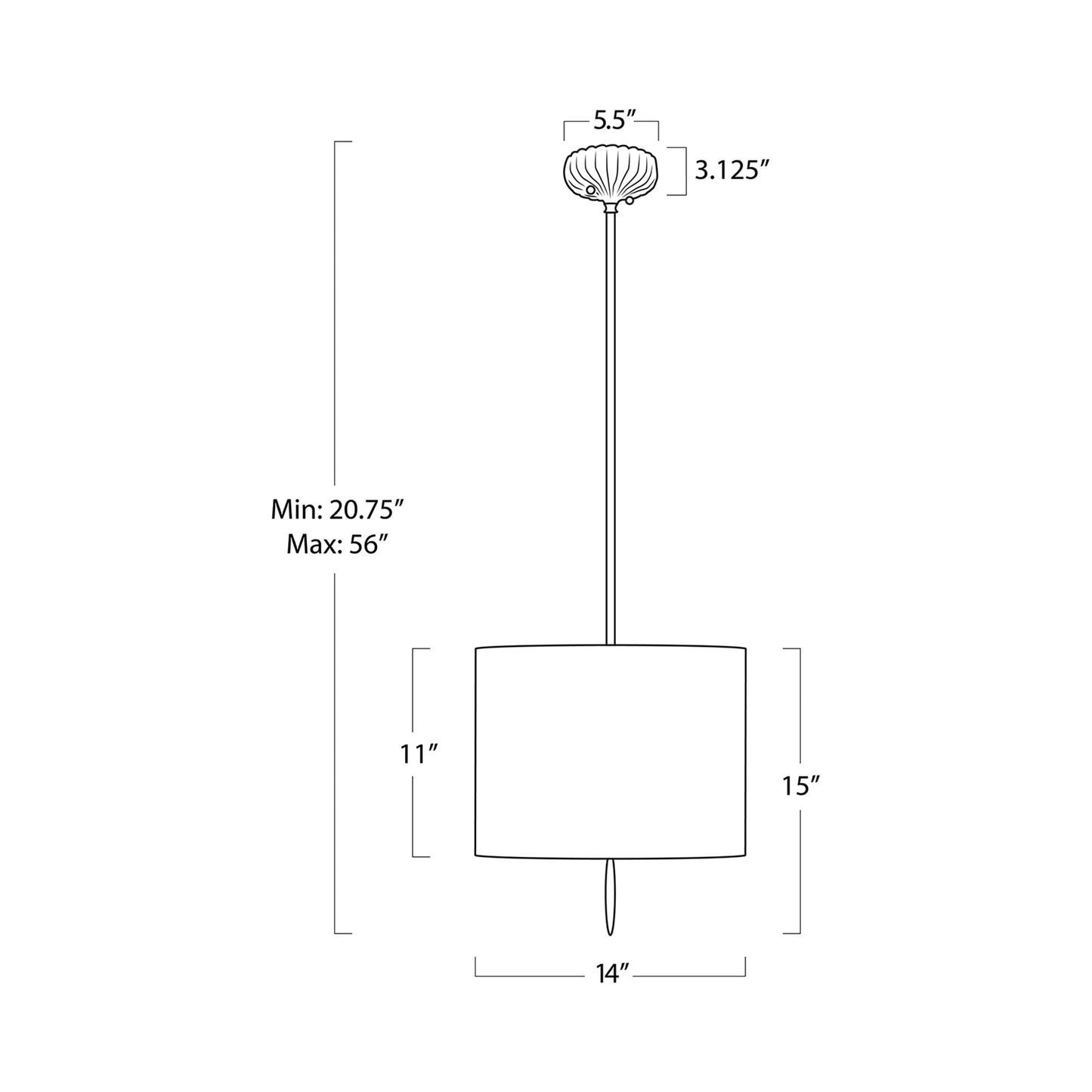 Clove Pendant Light - line drawing.